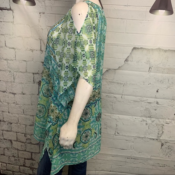 Chico’s Sheer Cold Shoulder L/XL Top - Picture 2 of 4